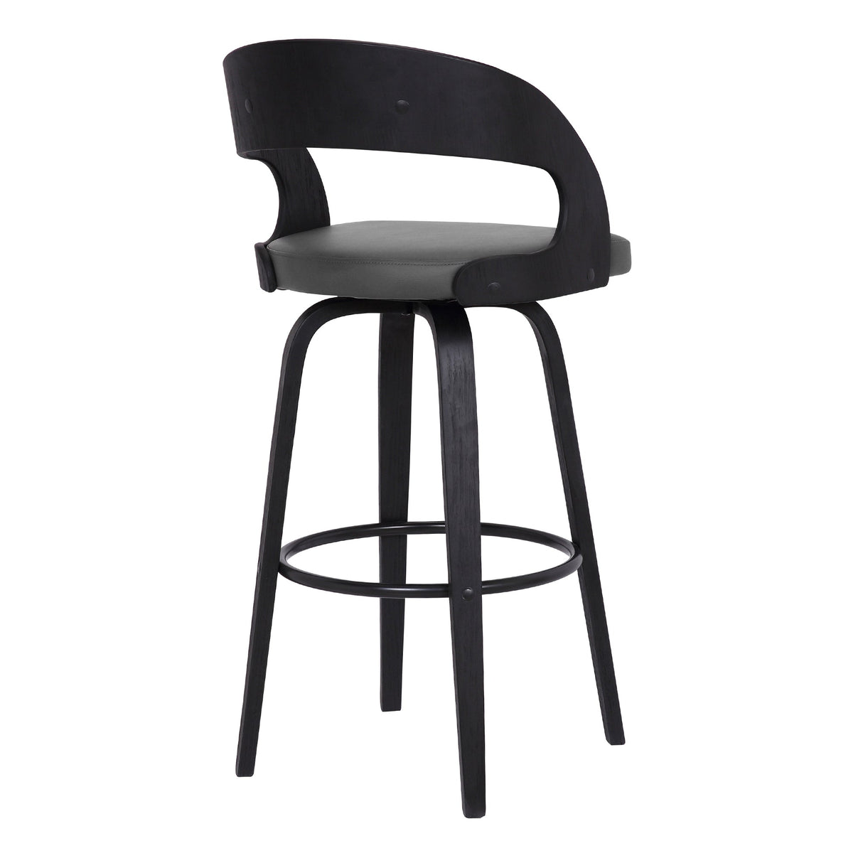 Armen Living Shelly Black Steel,Faux Leather,Plywood 100% Polyurethane Barstool