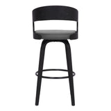 Armen Living Shelly Black Steel,Faux Leather,Plywood 100% Polyurethane Barstool