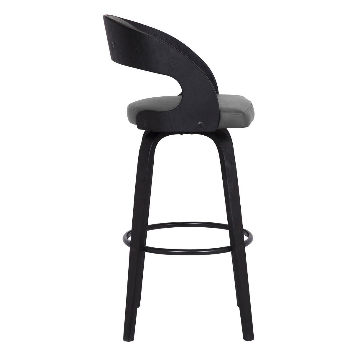 Armen Living Shelly Black Steel,Faux Leather,Plywood 100% Polyurethane Barstool