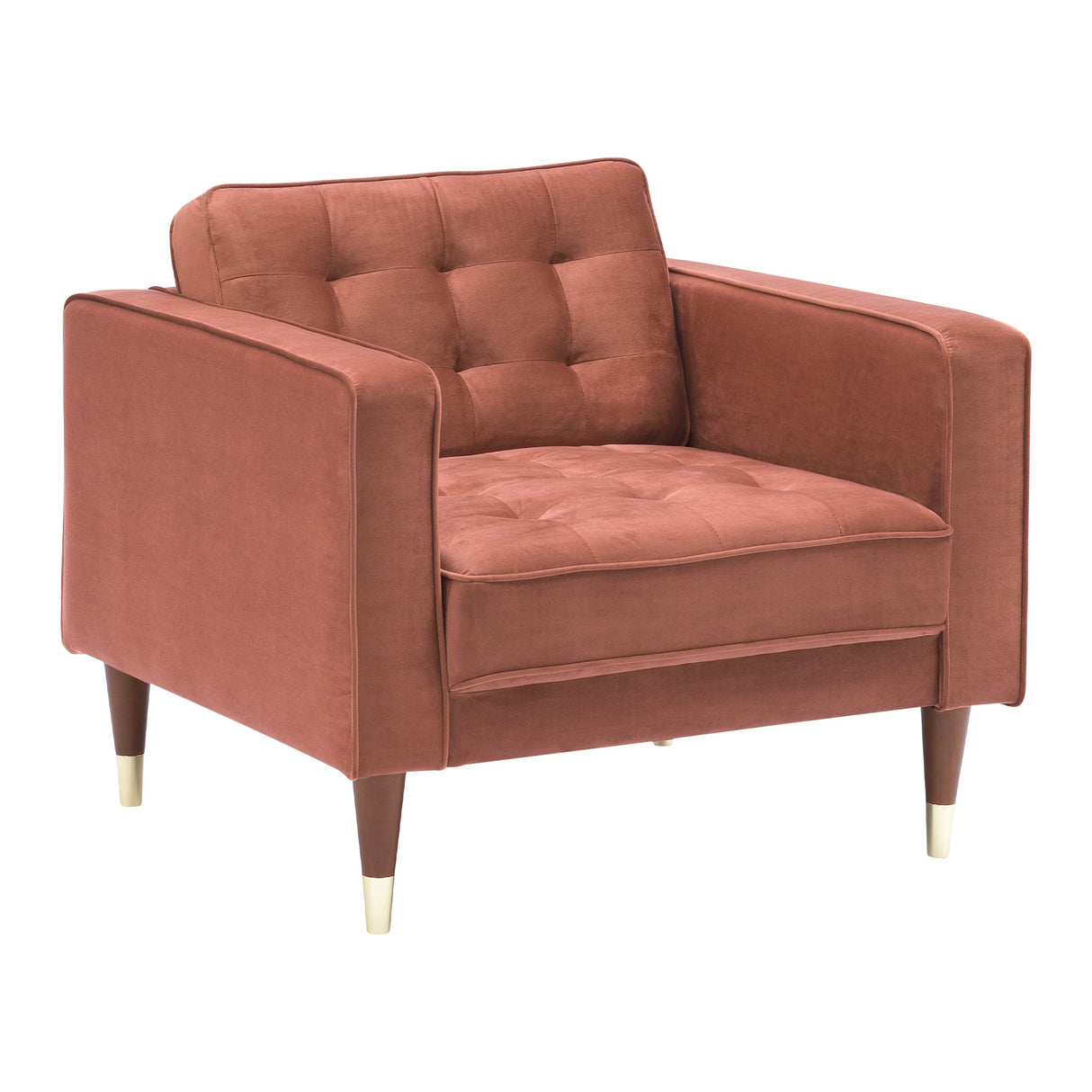 Armen Living Somerset Velvet/Eucalyptus/Plywood/S-Shaped Spring/Rubber Wood Feet With Golden Tips Velvet Club Chair