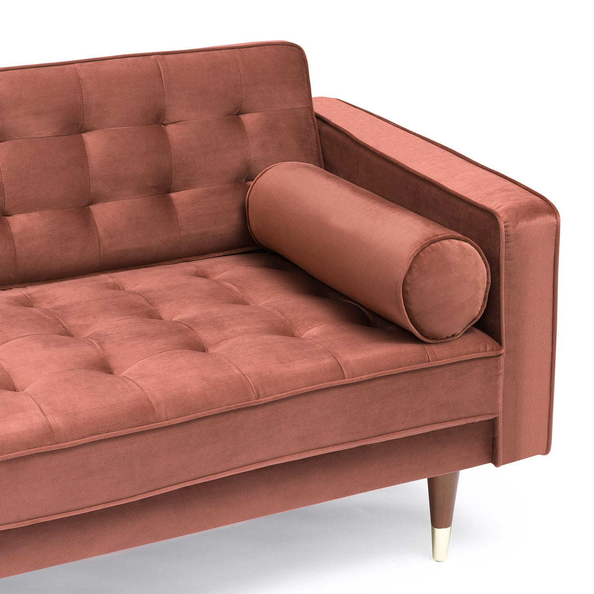 Armen Living Somerset Velvet/Eucalyptus/Plywood/S-Shaped Spring/Rubber Wood Feet With Golden Tips Velvet Sofa