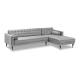 Armen Living Somerset Velvet Mid Century Modern Right Sectional Sofa