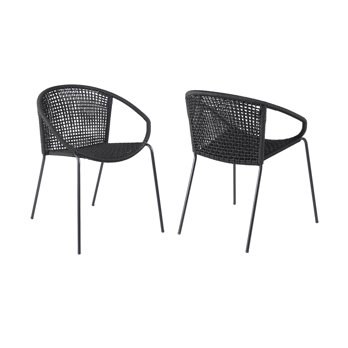 Armen Living Snack Steel/Rope Polypropelene Outdoor Dining Chair