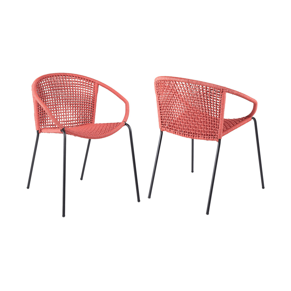 Armen Living Snack Steel/Rope Polypropelene Outdoor Dining Chair