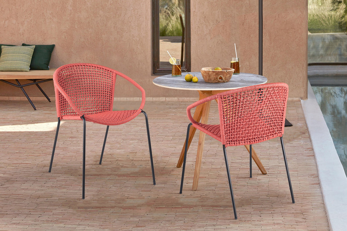 Armen Living Snack Steel/Rope Polypropelene Outdoor Dining Chair