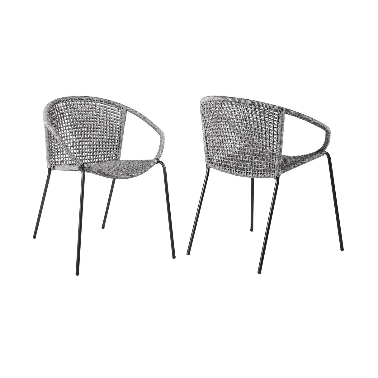 Armen Living Snack Steel/Rope Polypropelene Outdoor Dining Chair