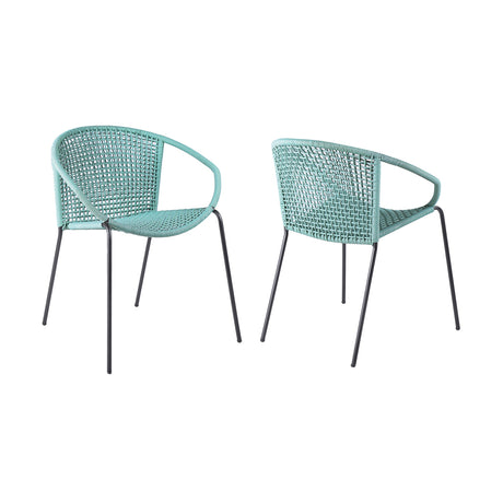 Armen Living Snack Steel/Rope Polypropelene Outdoor Dining Chair