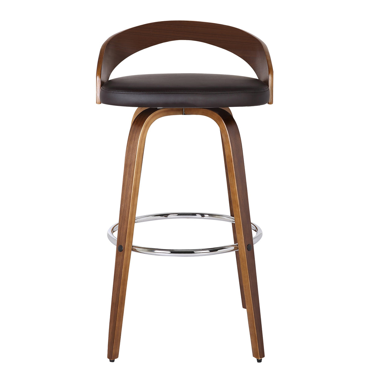 Armen Living Sonia Wood/Faux Leather/Leatherette/Stainless Steel 100% Polyurethane Swivel Barstool