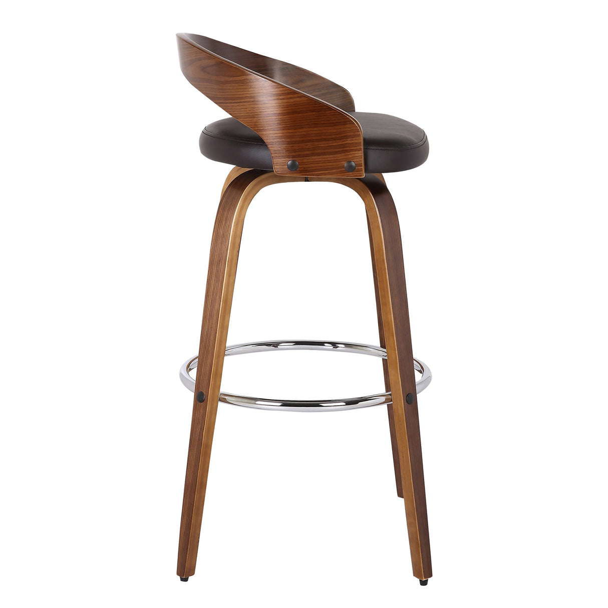 Armen Living Sonia Wood/Faux Leather/Leatherette/Stainless Steel 100% Polyurethane Swivel Barstool