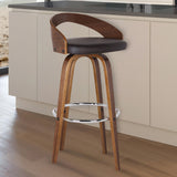 Armen Living Sonia Wood/Faux Leather/Leatherette/Stainless Steel 100% Polyurethane Swivel Barstool