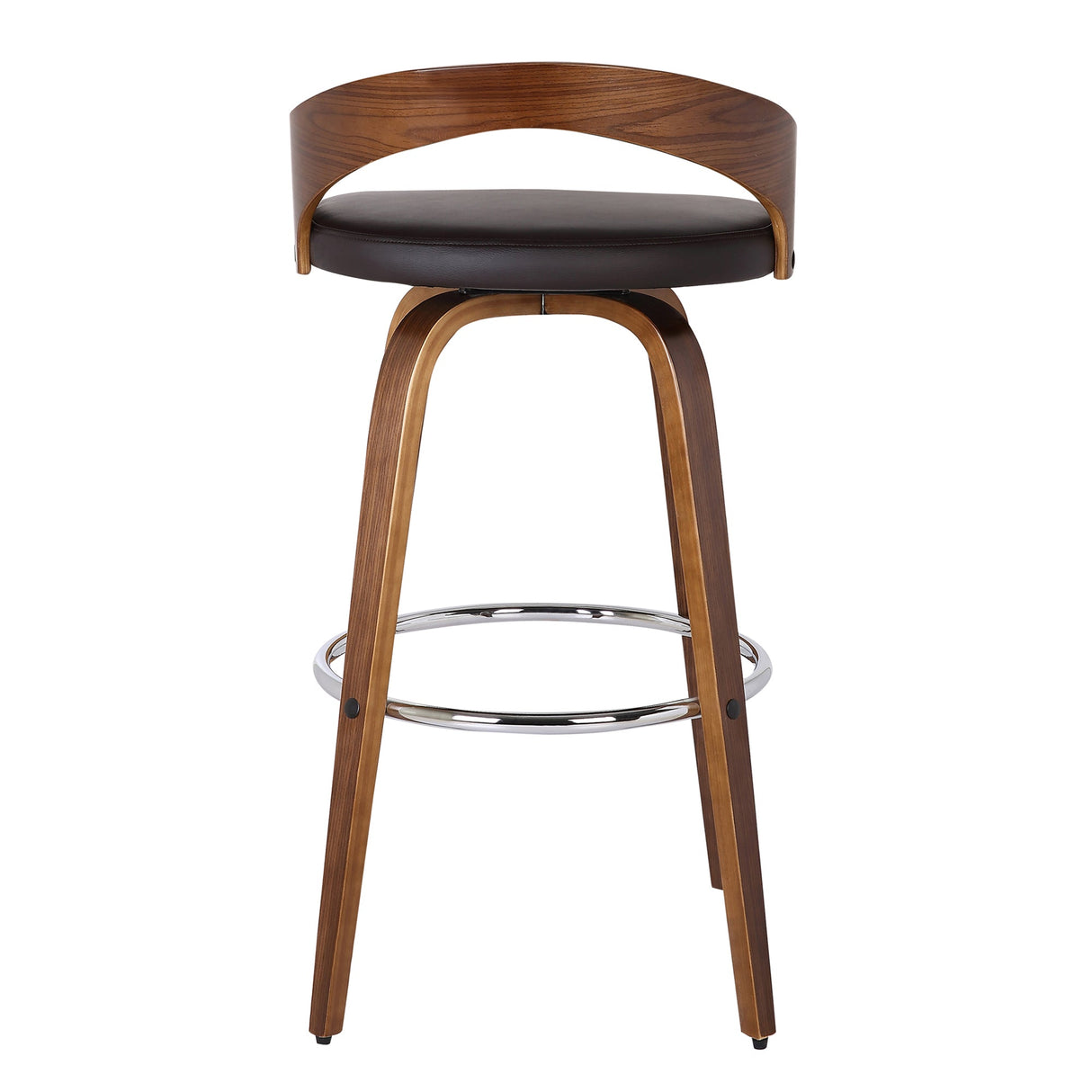 Armen Living Sonia Wood/Faux Leather/Leatherette/Stainless Steel 100% Polyurethane Swivel Barstool