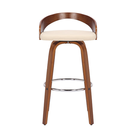 Armen Living Sonia Wood/Faux Leather/Metal 100% Polyurethane Swivel Barstool