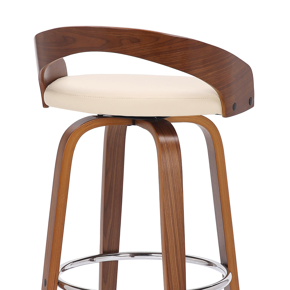 Armen Living Sonia Wood/Faux Leather/Metal 100% Polyurethane Swivel Barstool