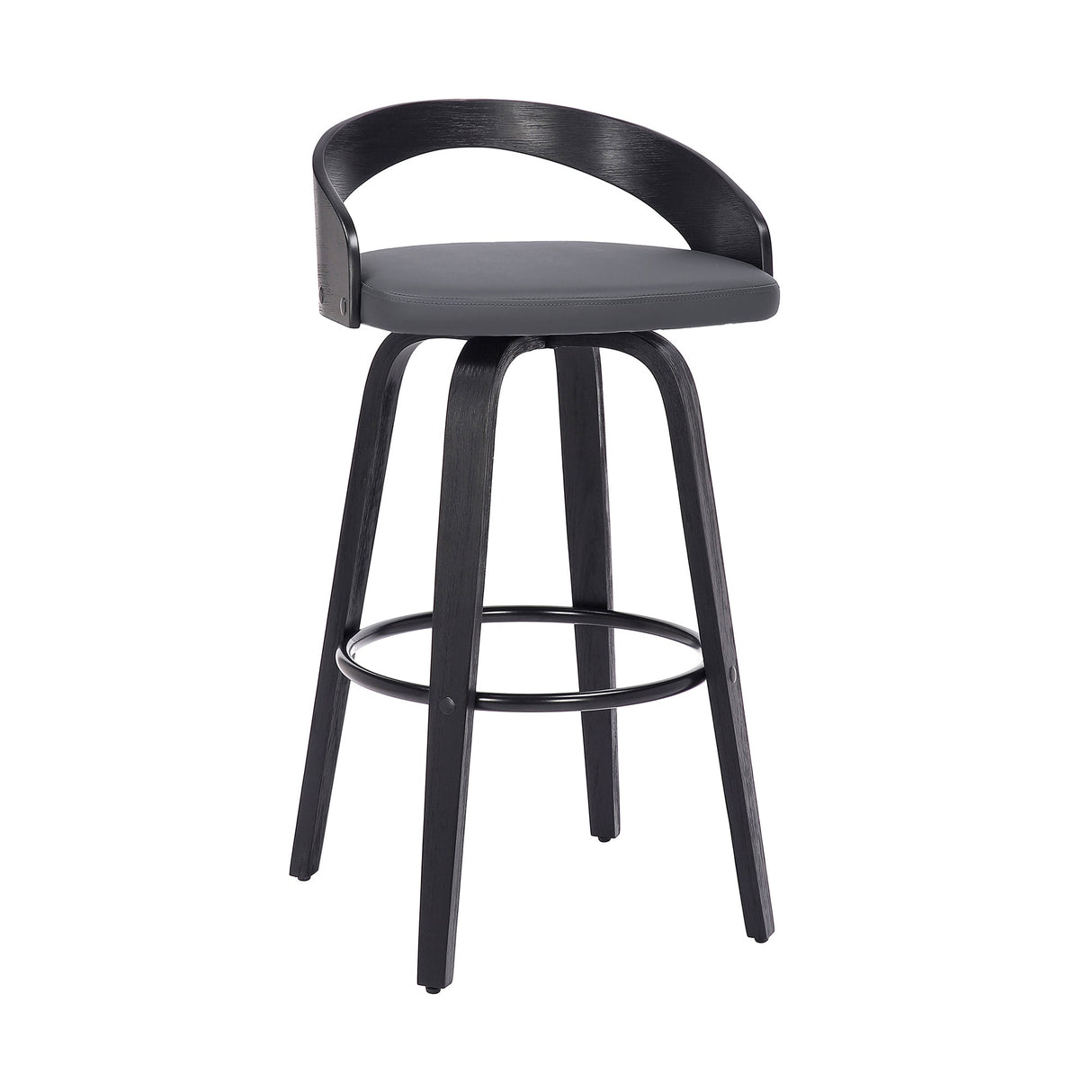 Armen Living Sonia Wood/Faux Leather/Metal 100% Polyurethane Swivel Barstool