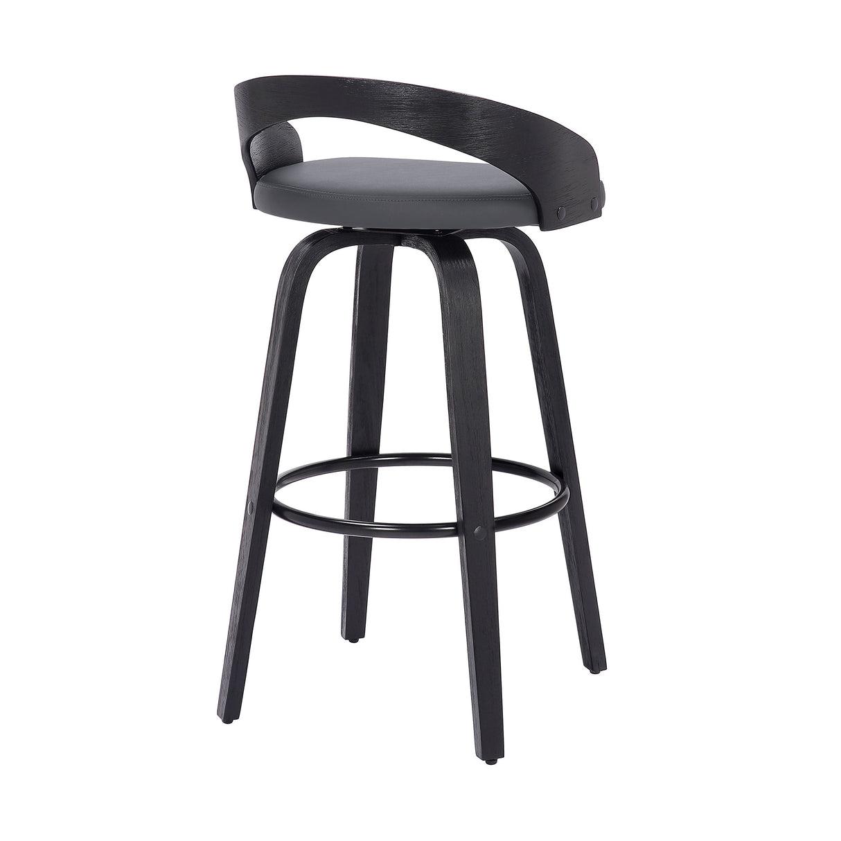 Armen Living Sonia Wood/Faux Leather/Metal 100% Polyurethane Swivel Barstool