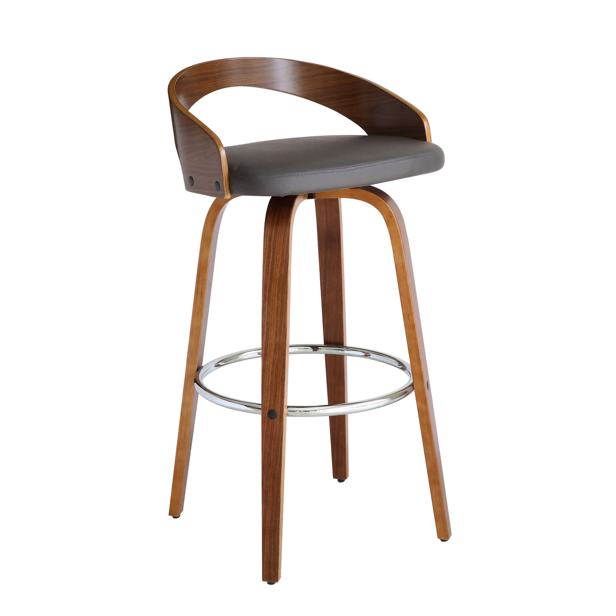 Armen Living Sonia Chrome Steel,Faux Leather,Plywood 100% Polyurethane Swivel Barstool