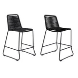 Armen Living Shasta Steel/Rope Polypropolene Outdoor Bar Stools