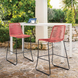 Armen Living Shasta Steel/Rope Polypropolene Outdoor Bar Stools