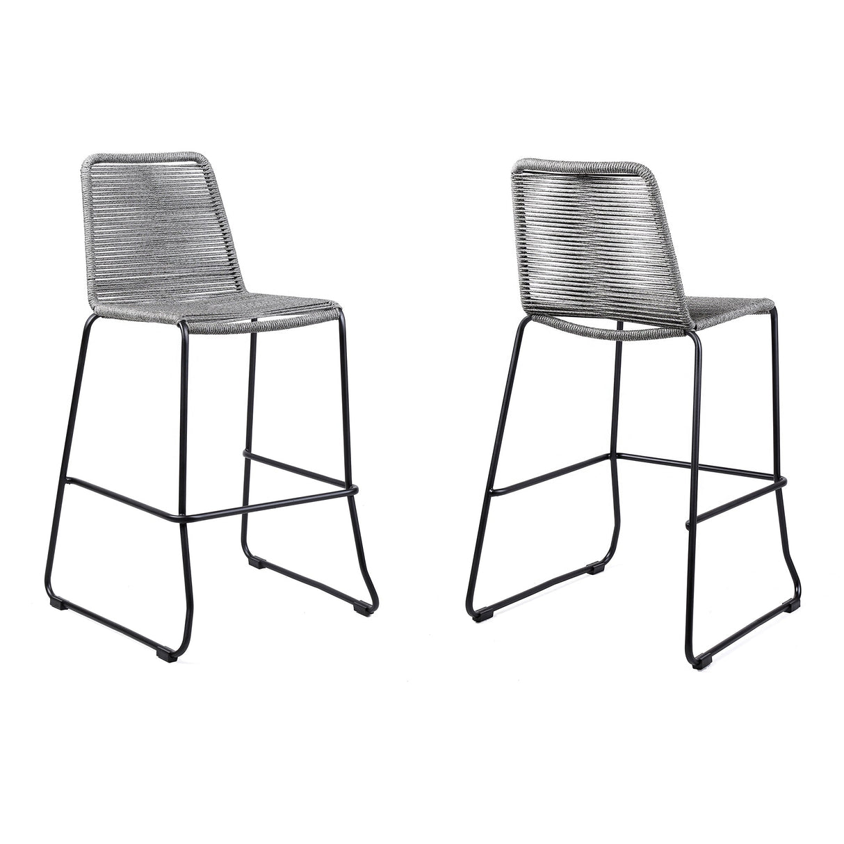 Armen Living Shasta Steel/Rope Polypropolene Outdoor Bar Stools