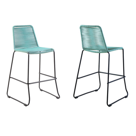 Armen Living Shasta Steel/Rope Polypropolene Outdoor Bar Stools