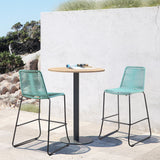 Armen Living Shasta Steel/Rope Polypropolene Outdoor Bar Stools