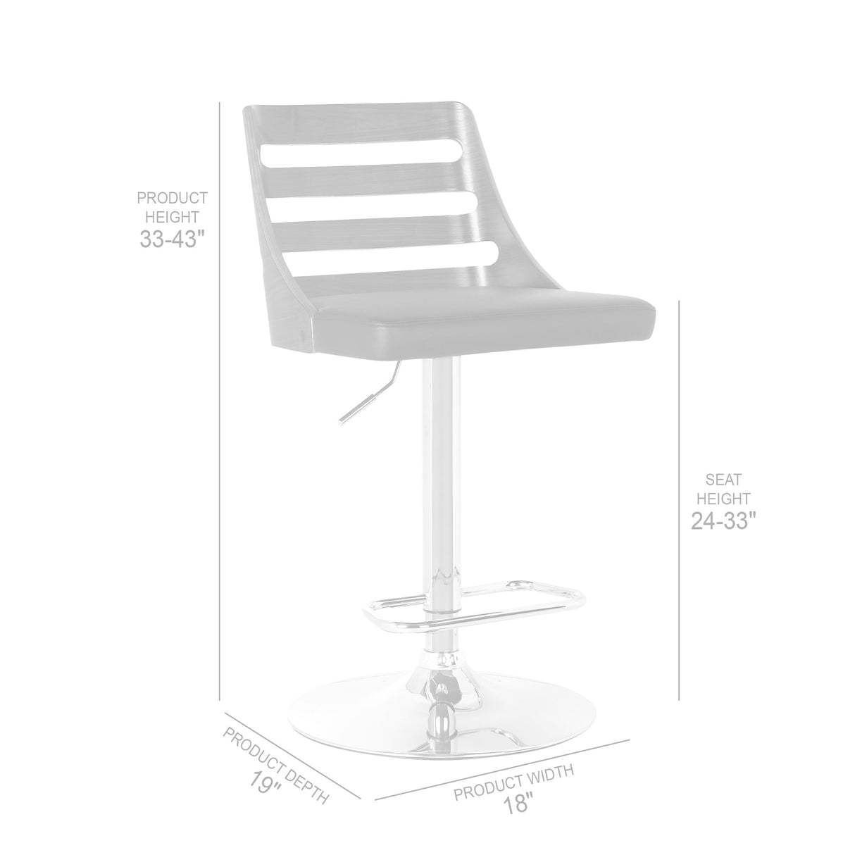 Armen Living Storm Chrome/Wood/Faux Leather/Leatherette 100% Polyurethane Barstool