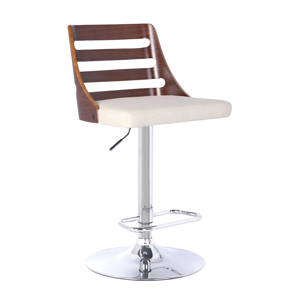 Armen Living Storm Chrome/Wood/Faux Leather/Leatherette 100% Polyurethane Barstool