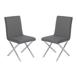 Armen Living Tempe Brushed Stainless Steel/Faux Leather 100% Polyurethane/Urethane Foam Dining Chair