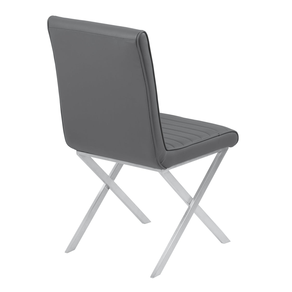 Armen Living Tempe Brushed Stainless Steel/Faux Leather 100% Polyurethane/Urethane Foam Dining Chair