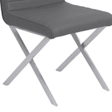 Armen Living Tempe Brushed Stainless Steel/Faux Leather 100% Polyurethane/Urethane Foam Dining Chair