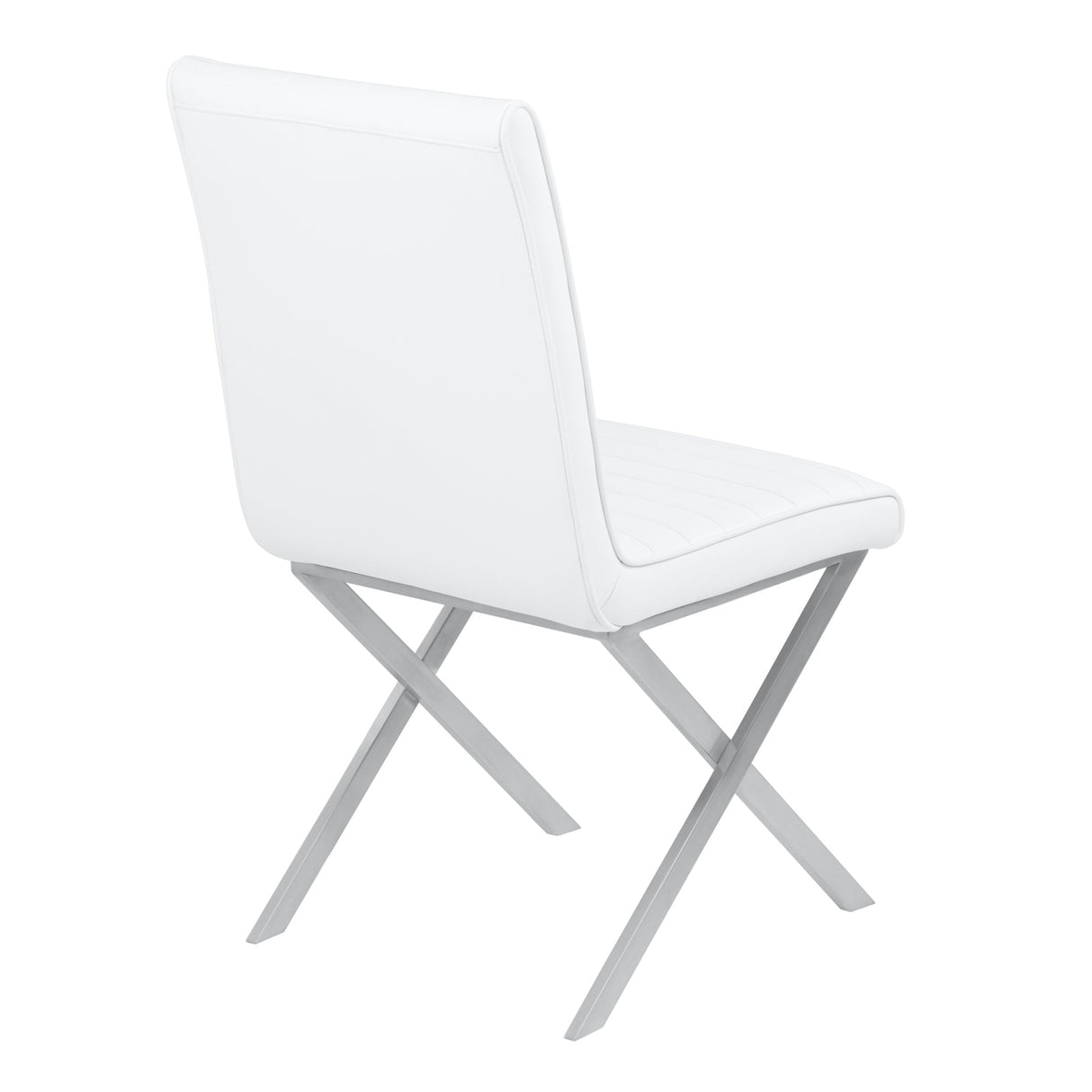 Armen Living Tempe Brushed Stainless Steel/Faux Leather 100% Polyurethane/Urethane Foam Dining Chair