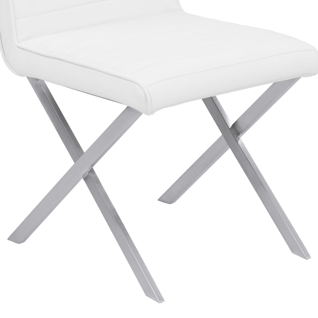 Armen Living Tempe Brushed Stainless Steel/Faux Leather 100% Polyurethane/Urethane Foam Dining Chair