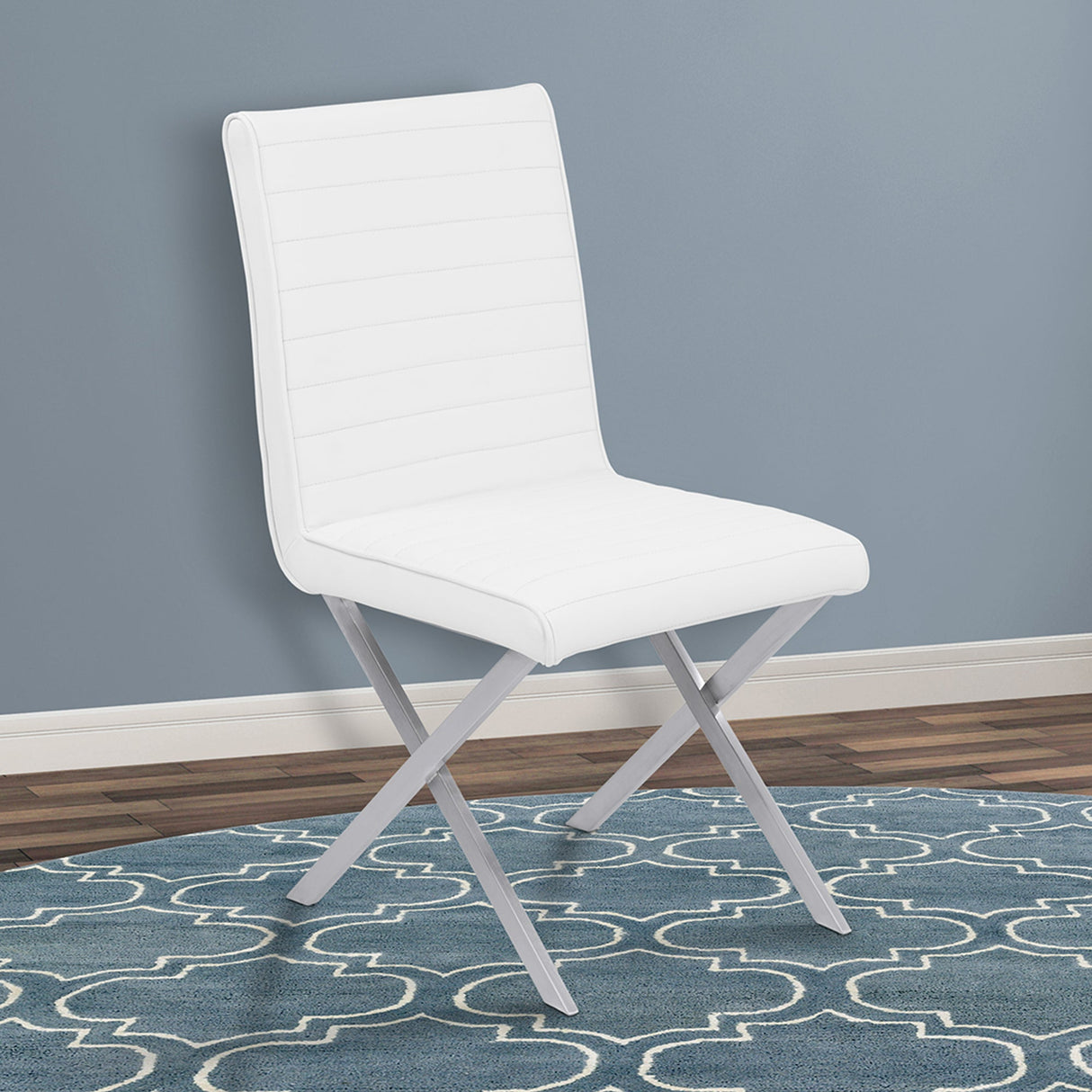 Armen Living Tempe Brushed Stainless Steel/Faux Leather 100% Polyurethane/Urethane Foam Dining Chair