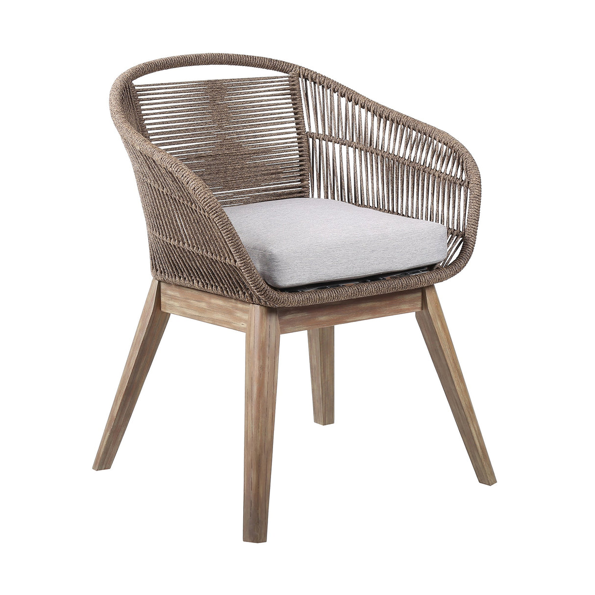 Armen Living Tutti Fruitti Eucalyptus/Rope Polypropelene Outdoor Dining Chair