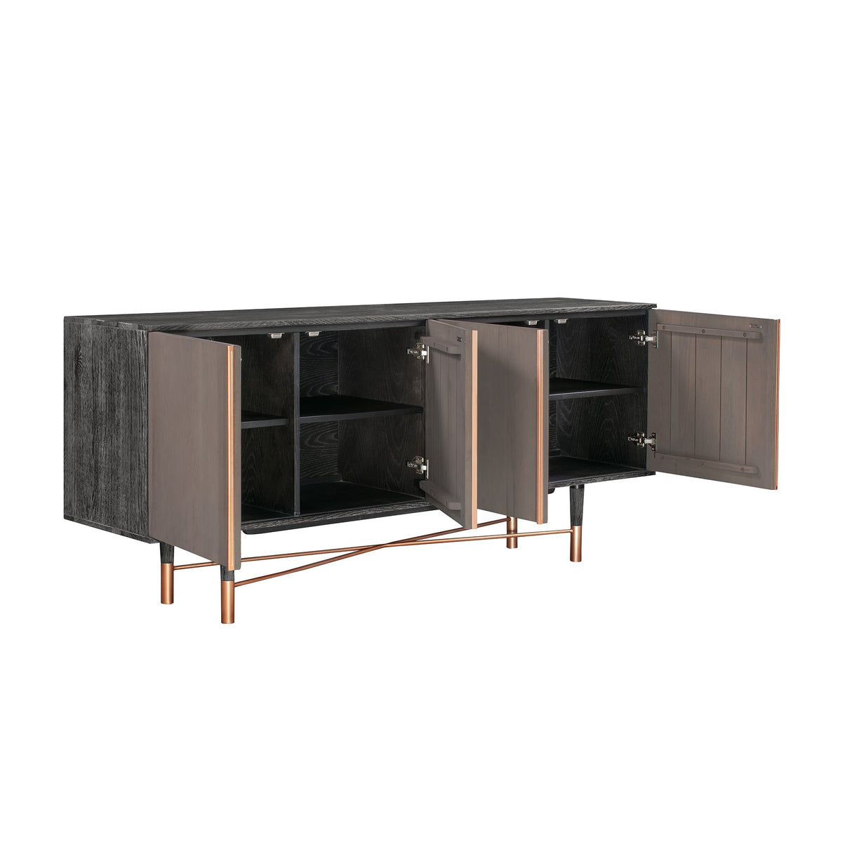 Armen Living Turnin Metal Copper/Solid Oak Na Table Set - 2-Piece