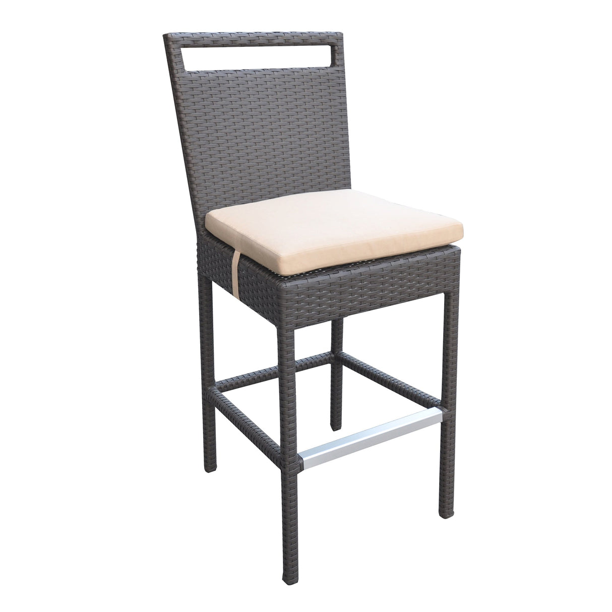 Armen Living Tropez Aluminum/Brown Hdpe Wicker 100% Water-Proof Polyester Outdoor Barstool