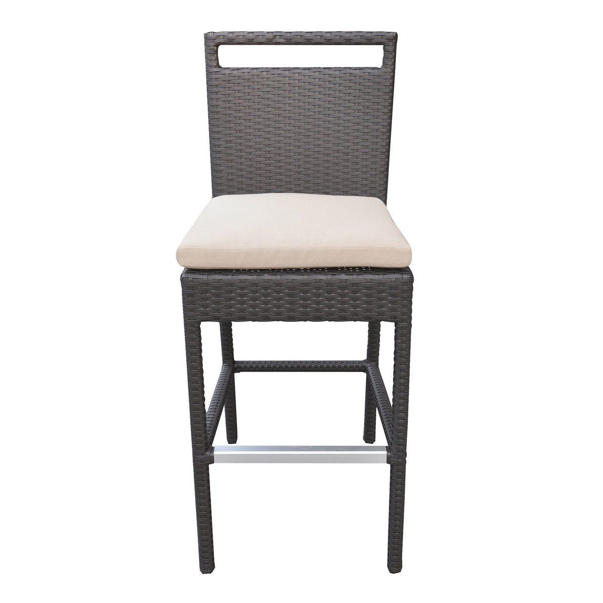 Armen Living Tropez Aluminum/Brown Hdpe Wicker 100% Water-Proof Polyester Outdoor Barstool