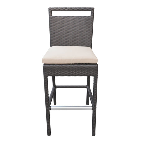 Armen Living Tropez Aluminum/Brown Hdpe Wicker 100% Water-Proof Polyester Outdoor Barstool