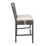 Armen Living Tropez Aluminum/Brown Hdpe Wicker 100% Water-Proof Polyester Outdoor Barstool