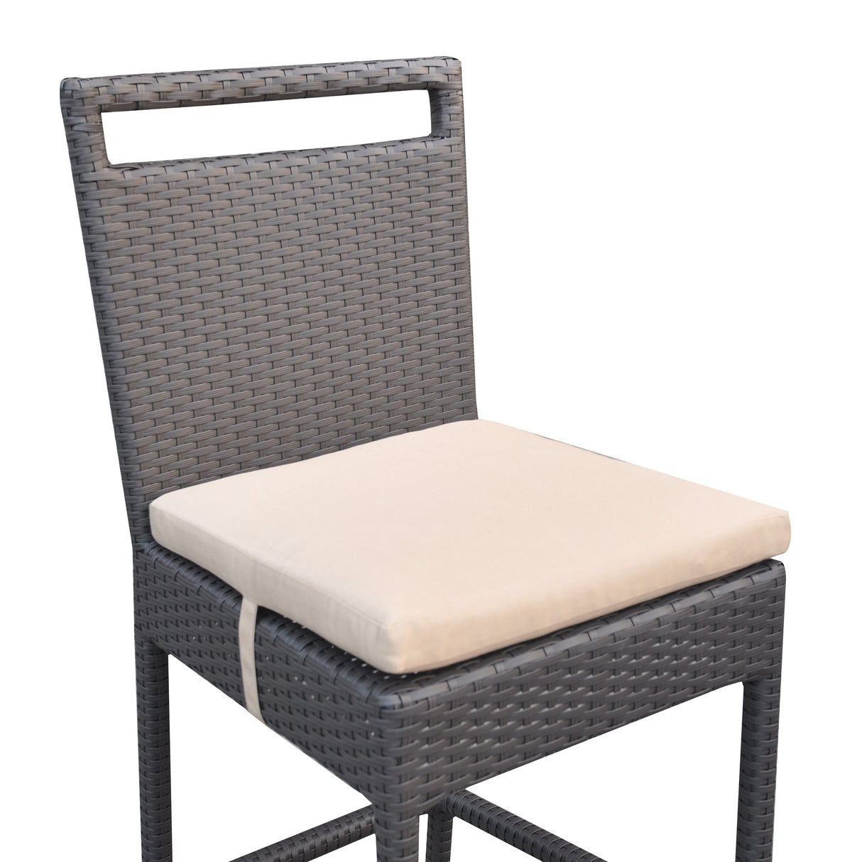 Armen Living Tropez Aluminum/Brown Hdpe Wicker 100% Water-Proof Polyester Outdoor Barstool