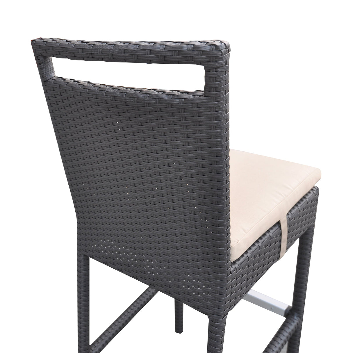 Armen Living Tropez Aluminum/Brown Hdpe Wicker 100% Water-Proof Polyester Outdoor Barstool