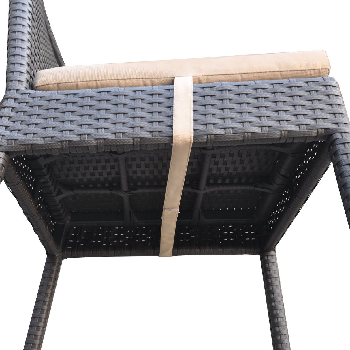 Armen Living Tropez Aluminum/Brown Hdpe Wicker 100% Water-Proof Polyester Outdoor Barstool