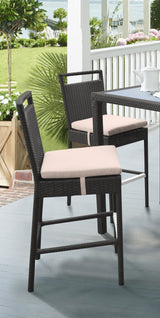 Armen Living Tropez Aluminum/Brown Hdpe Wicker 100% Water-Proof Polyester Outdoor Barstool