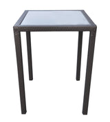 Armen Living Tropez Aluminum/Brown Hdpe Wicker/Black Glass Outdoor Bar Table