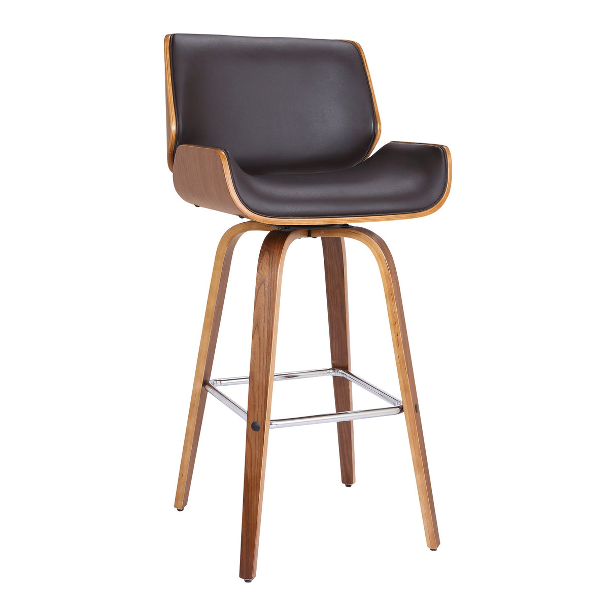 Armen Living Tyler Poplar/Faux Leather/Chrome Metal 100% Polyurethane Swivel Barstool