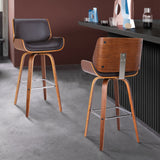 Armen Living Tyler Poplar/Faux Leather/Chrome Metal 100% Polyurethane Swivel Barstool