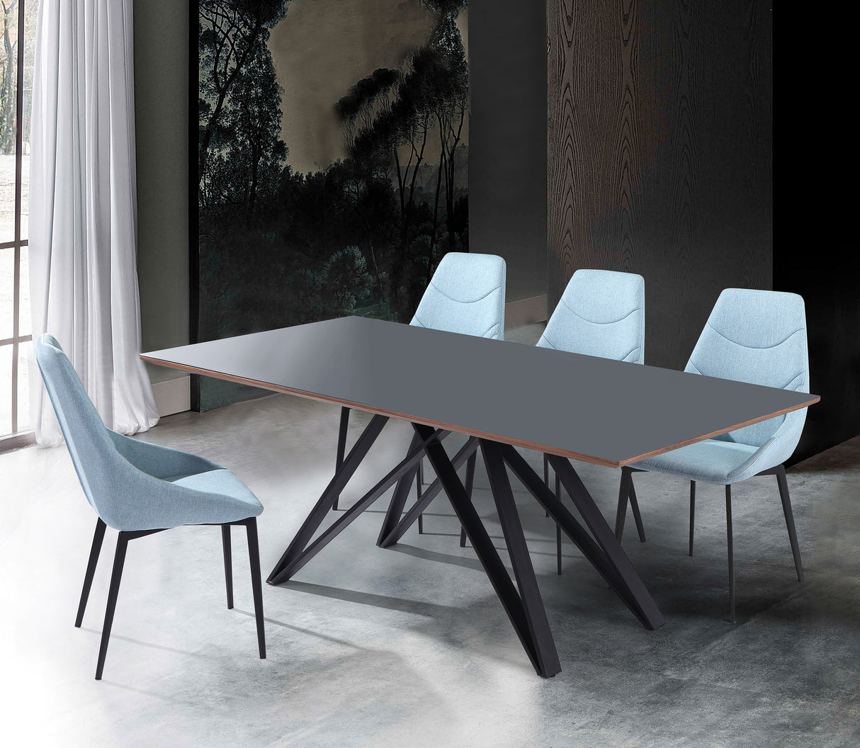 Armen Living Urbino Metal/Mdf Wood/Glass Dining Table