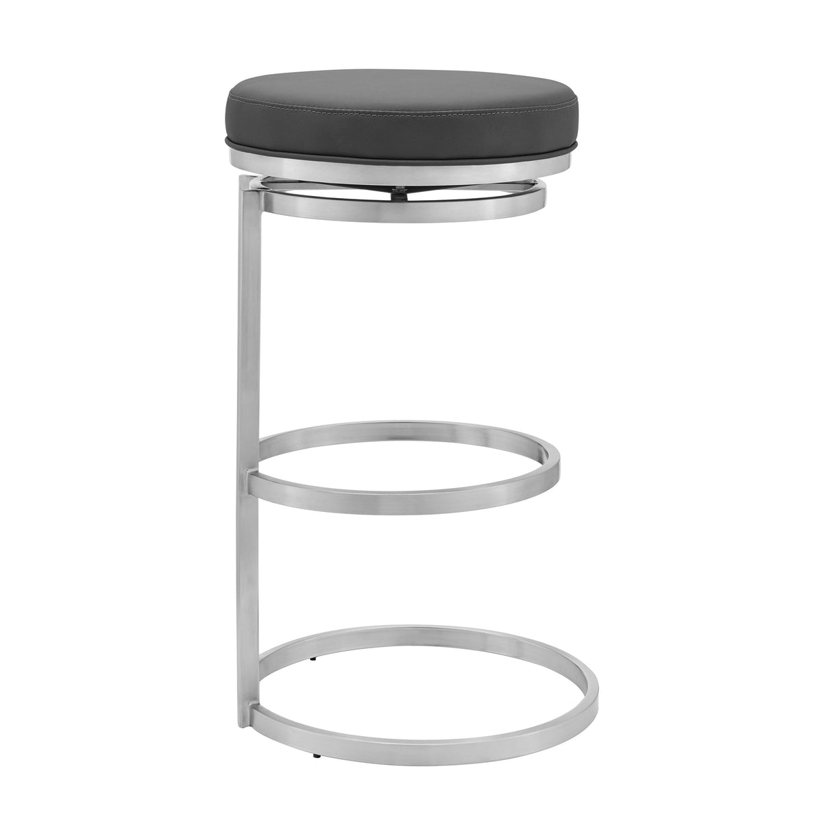 Armen Living Vander Stainless Steel. Faux Leather 100% Polyurethane Barstool