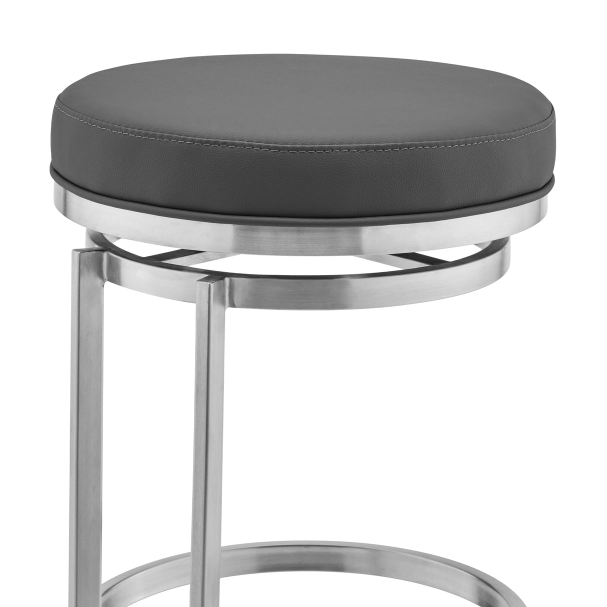 Armen Living Vander Stainless Steel. Faux Leather 100% Polyurethane Barstool