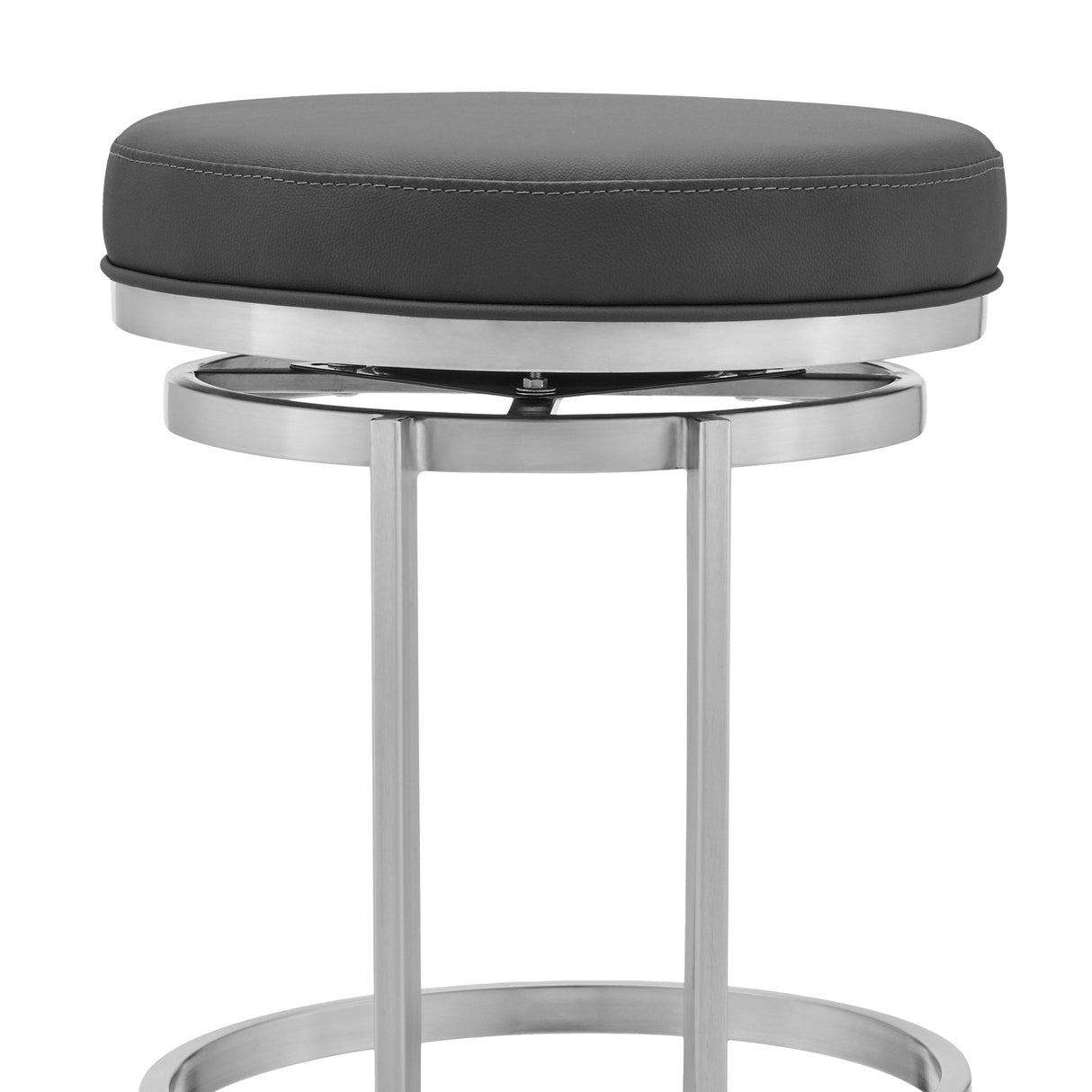 Armen Living Vander Stainless Steel. Faux Leather 100% Polyurethane Barstool